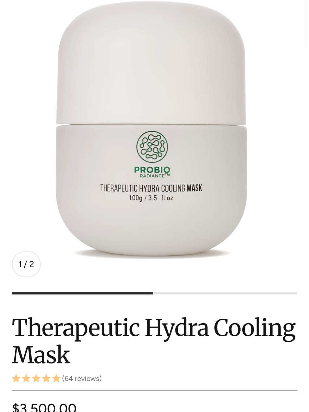 Probio Radiance Therapeutic Hydra Cooling Mask - White